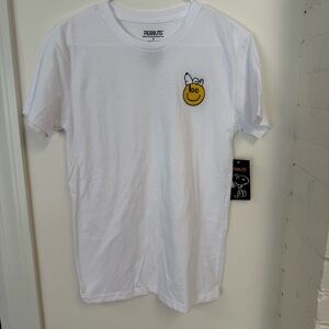 Peanuts White Tee with Yellow Smiley Design